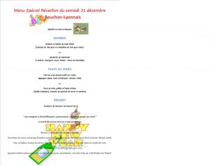 réveillon, menu spécial, menu du 31 décembre, bouchon lyonnais