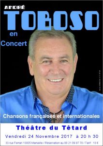 chanteur, Toboso, André Toboso, chansons françaises, chansons internationales, concert, théâtre du Têtard